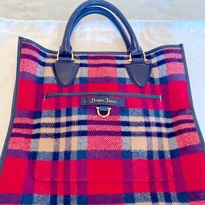 Draper James pink multi plaid tote